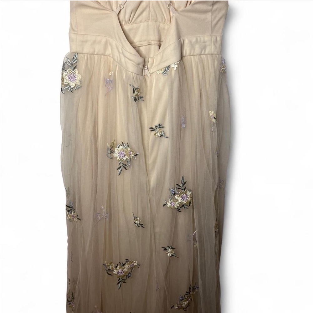 Lulus Cream Floral Embroidered Maxi Dress – Size M, Elegant Formal Gown - Picture 7 of 8